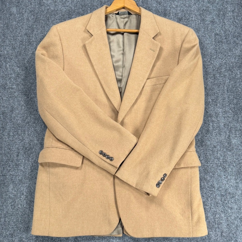 Vintage Jos A Bank 44R Camel Hair Blazer Men's Tan 100% Camelhair Sport Coat